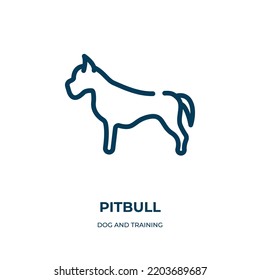 Pitbull icon. Linear vector illustration from dog and training collection. Outline pitbull icon vector. Thin line symbol for use on web and mobile apps, logo, print media.