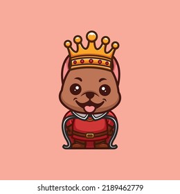 Pitbull King Cute Creative Kawaii Cartoon Mascot Logo