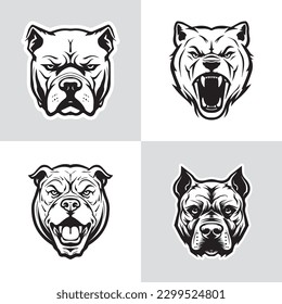 Pitbull Logo Set. Premium-Vektordesign-Illustration.