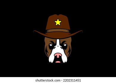 Logo de Pitbull con sombrero de sheriff