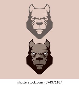 pitbull for logo, symbol, simple illustration, sport team emblem, mascot, design element and label, security idea, vector