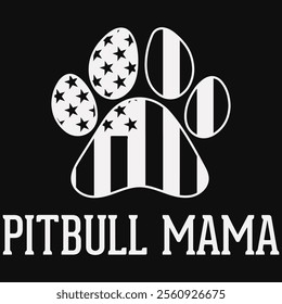 Pitbull Mama USA Flag With Dog Paw T-shirt Design, Dog Shirt, Pet Design, Animal, Dog Shirt