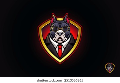 Modelo de logotipo de mascote Pitbull, ilustração vetorial