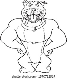Pitbull Mascot, Vector black and white Logo Illustration