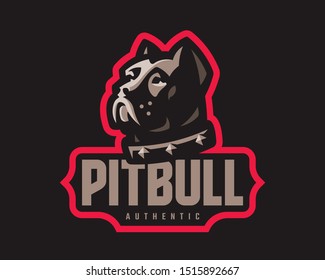 Pitbull modern logo. Dog design emblem template for a sport and eSport team.
