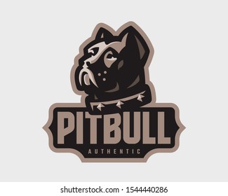 Pitbull modern logo. Dog design emblem template for a sport and eSport team.