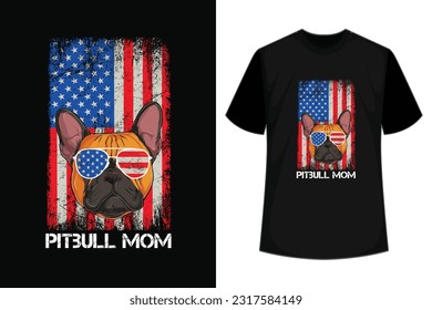 Pitbull Mom With Cute Pittie Puppy Face Funny Pitbull Mom. Pitbull top for Women. Smiling Pit Bull Puppy on a vintage sunset. Great for all Pitbull Moms. Cute smiling Pit puppies.