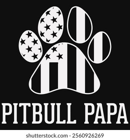 Pitbull Papa USA Flag With Dog Paw T-shirt Design, Dog Shirt, Pet Design, Animal, Dog Shirt