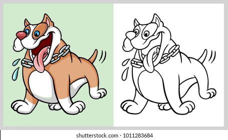 Pitbull pet dog animal cartoon character, good use for symbol, logo, web icon, mascot, game element, sticker, coloring book, children book, story, book, or any design you want.
