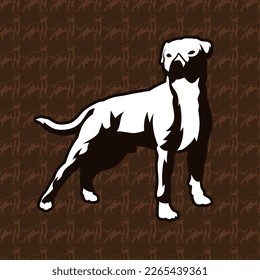 pitbull silhouette with pattern background