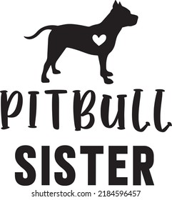 Pitbull Sister Dog Vector File