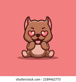 Pitbull Sitting Shocked Cute Creative Kawaii Cartoon Mascot Logo