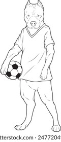 Pitbull Soccer player Soccer Animal Vector Graphic Art Illustration