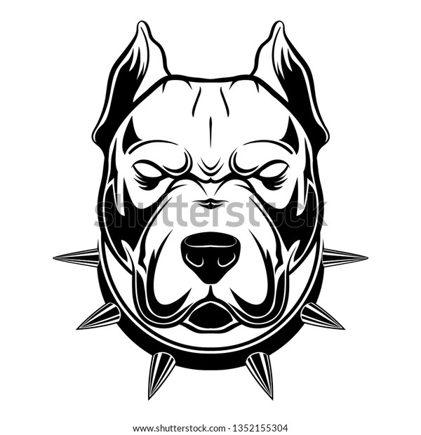 Pitbull Spiked Collar Vector Stock Vector (Royalty Free) 1352155304