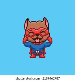 Pitbull Super Hero Cute Creative Kawaii Cartoon Mascot Logo