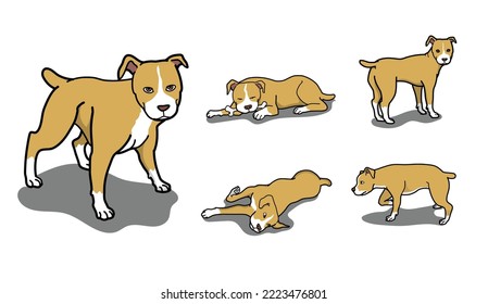 Pitbull terrier cartoon character set