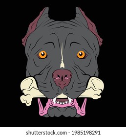 pitbull vector artwork head illustration