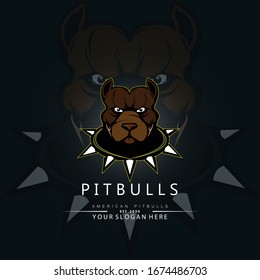 ilustración de vector pitbull con color de fondo negro