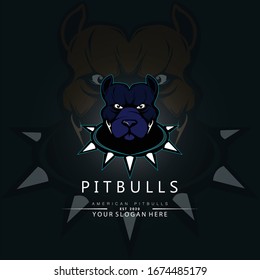 pitbull vector illustration with a blue background color
