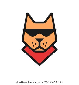 Pitbull Use óculos de sol Vetor Design Illustration. Cool Simple Pitbull Logo (Em Inglês).