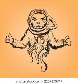 Pitbull wearing astronaut suit vector illustration. suitable to print on tees shirt and sticker.