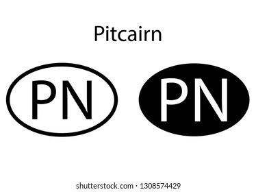Pitcairn country code icon.  Iso code country domain name.   PN - Pitcairn abbreviated. vector
