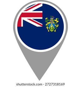 Pitcairn flag location pin, Pitcairn flag on location pin, Pitcairn map pointer in high quality