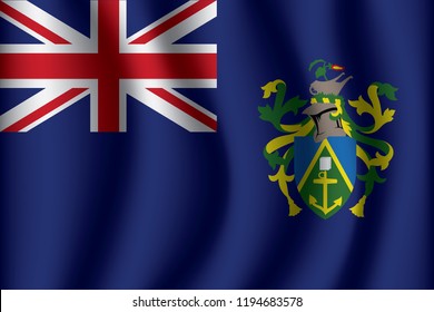 Pitcairn Islands flag background with cloth texture. Pitcairn Islands Flag vector illustration eps10.