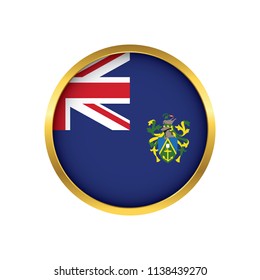 Pitcairn Islands flag button, Golden on a white background,flag of Pitcairn Islands Round badge or icon isolated. Vector illustration.