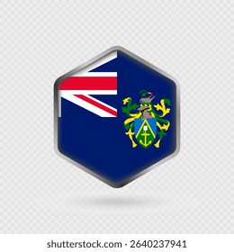 Pitcairn Islands Flag Icon in Hexagon Shape.