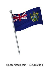 Pitcairn Islands flag on the flagpole. Official colors and proportion correctly. waving of Pitcairn Islands flag on flagpole, vector illustration isolate on white background.