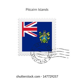Pitcairn Islands Flag Postage Stamp on white background. Vector illustration.