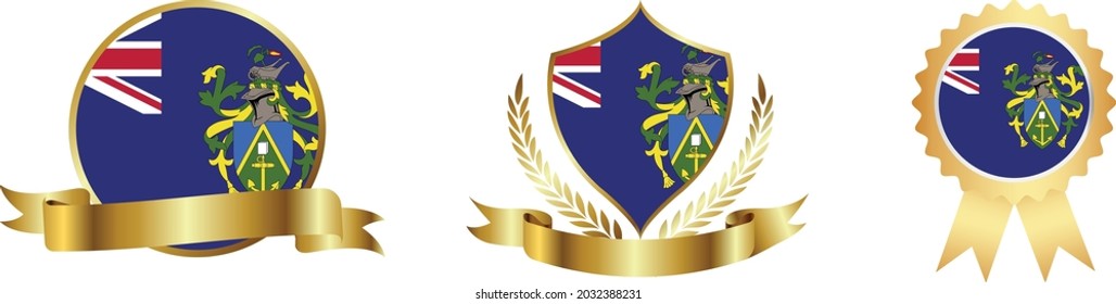 Flaggen der Inseln der Pitcairn. Länderkarten