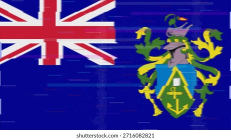 Pitcairn Islands glitch Flag Vektor, RGB Split Distortion, digitale abstrakte Video-Frame-Abbildung