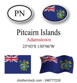 pitcairn islands icons set against white background, abstract vector art illustration, image contains transparency
