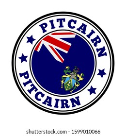 Pitcairn Islands logo. Round emblem with flag and name.
