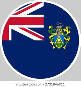 Ilustración vectorial de la bandera nacional de las islas Pitcairn en forma de círculo, diseño de alta calidad