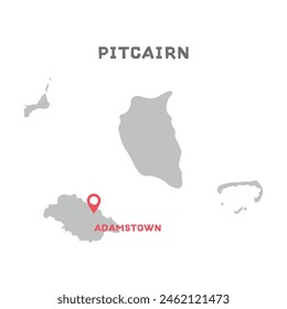 pitcairn vector map illustration, country map silhouette with mark the capital city of pitcairn inside. vector illustration. Every country in the world is here
