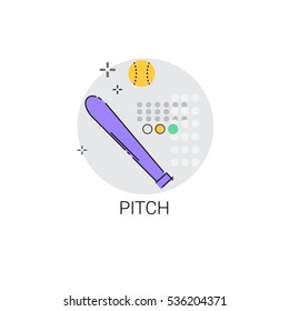 Pitch Bat Sport Game Icon Vector Illustration