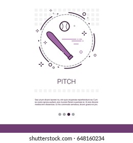 Pitch Bat Sport Game Web Banner With Copy Space Vector Illustration