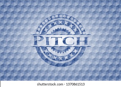 Pitch blue badge with geometric pattern.