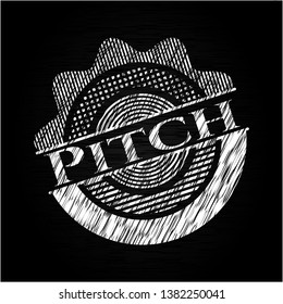 Pitch chalkboard emblem on black board. Vector Illustration. Detailed.