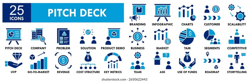 Pitch Deck banner ícone da web ilustração conceito com ícone de apresentação, corporativo, marketing, proposta, negócios