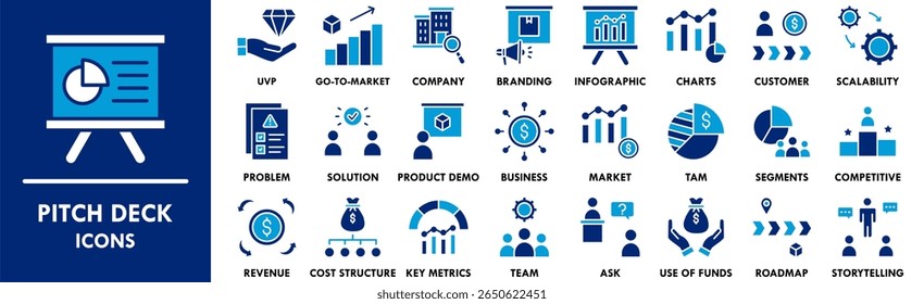 Pitch Deck banner ícone da web ilustração conceito com ícone de apresentação, corporativo, marketing, proposta, negócios