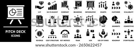 Pitch Deck icon collection set. Containing design presentation, corporate, marketing, proposal, business