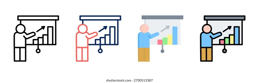 Ícone Pitch Deck define coleção de vários estilos