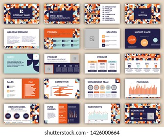 Pitch deck presentation design template. Geometric abstract shapes composition. Vector slide layout background for business report, brochure, flyer, leaflet, advertising. - Shutterstock ID 1426000664
