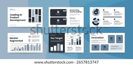Pitch Deck or Presentation templates. corporate booklet use flyer or leaflet, marketing banner, advertising brochure, annual business report, website slider. Blue Modern color company profile vector