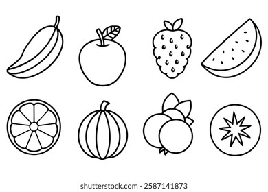 Pitch different types fruits icon