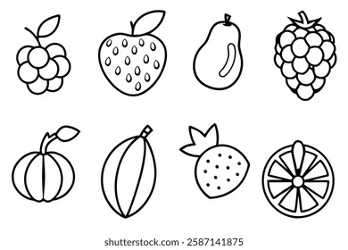 Pitch different types fruits icon